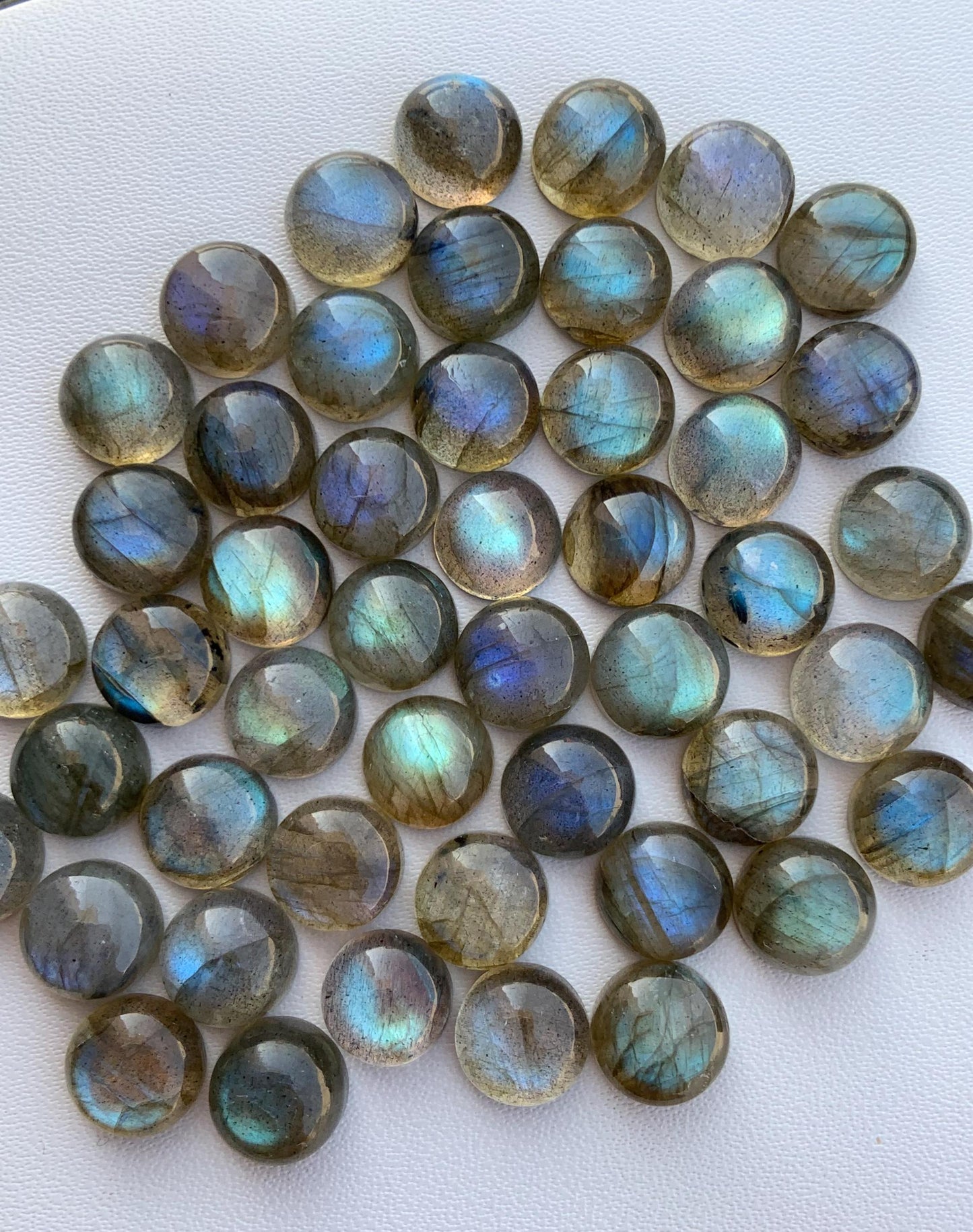 Natural Labradorite Blue Flashy Smooth Round Gemstone Cabochon, CALIBRATED Loose Stone Cab, Round Jewelry Making Cabochon Semi Precious Cabs