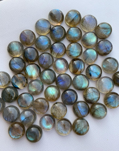 Natural Labradorite Blue Flashy Smooth Round Gemstone Cabochon, CALIBRATED Loose Stone Cab, Round Jewelry Making Cabochon Semi Precious Cabs
