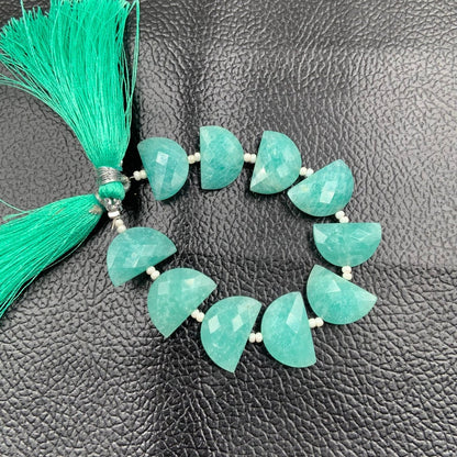 10 pcs Natural Amazonite straight drill D shape (half moon ) briolette faceted Amazonite Gemstone size 10X16mm handmade gemstone for jewelry - BeadsBoatInc