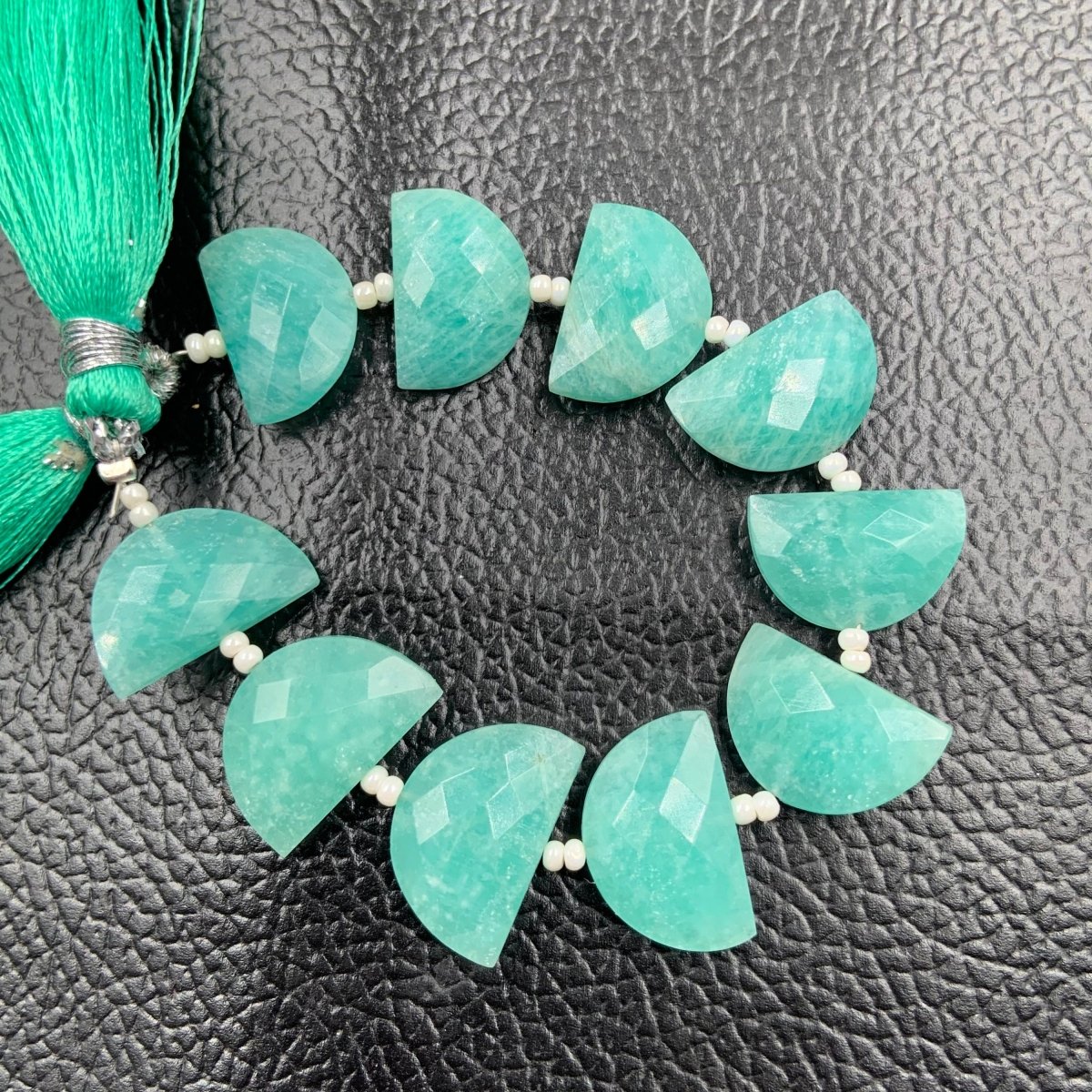 10 pcs Natural Amazonite straight drill D shape (half moon ) briolette faceted Amazonite Gemstone size 10X16mm handmade gemstone for jewelry - BeadsBoatInc