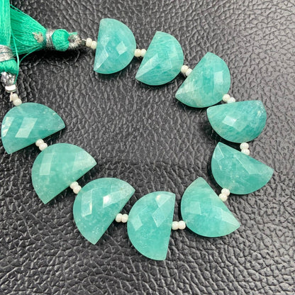 10 pcs Natural Amazonite straight drill D shape (half moon ) briolette faceted Amazonite Gemstone size 10X16mm handmade gemstone for jewelry - BeadsBoatInc