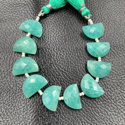 10 pcs Natural Amazonite straight drill D shape (half moon ) briolette faceted Amazonite Gemstone size 10X16mm handmade gemstone for jewelry - BeadsBoatInc