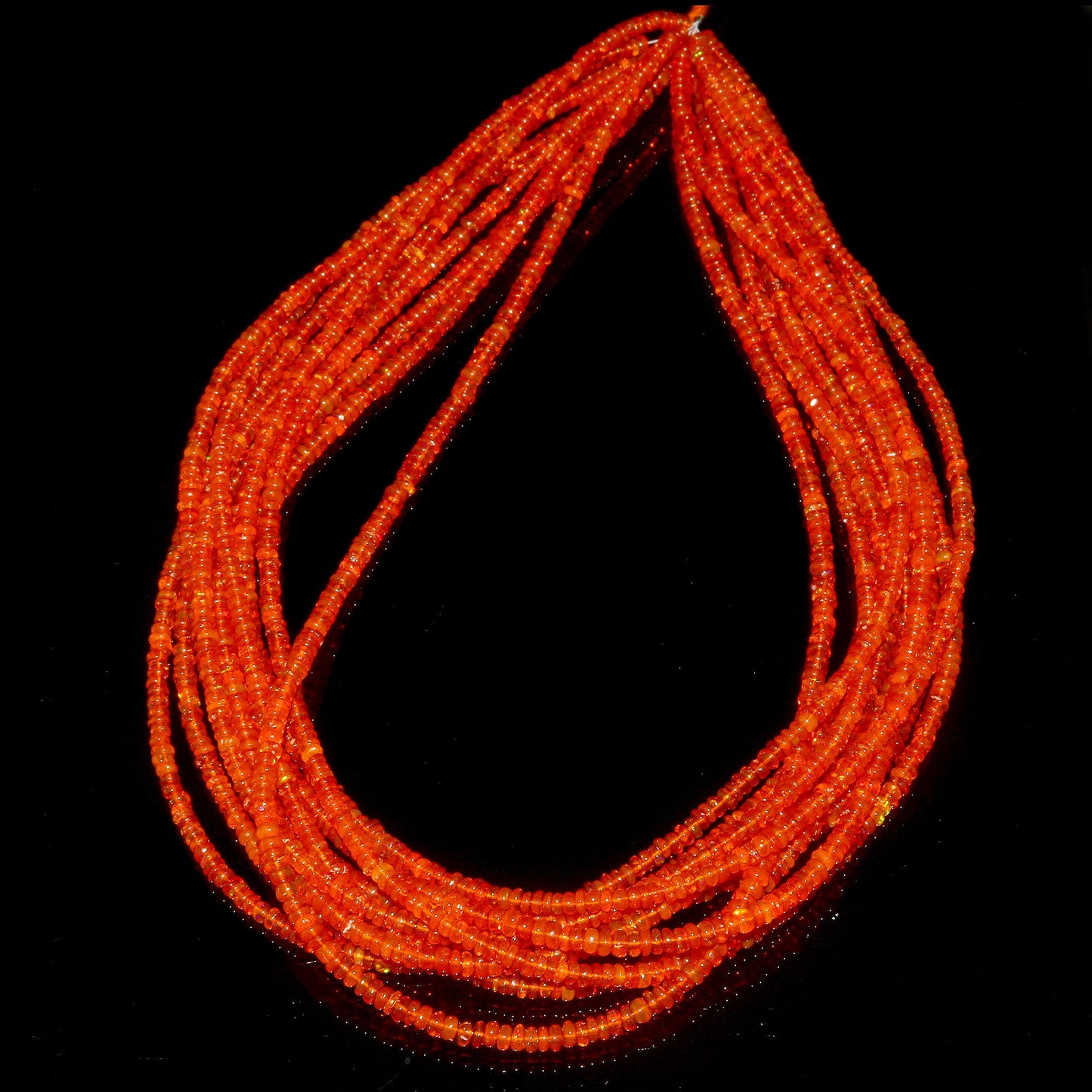 Natural Orange Ethiopian Opal Smooth Rondelle Beads