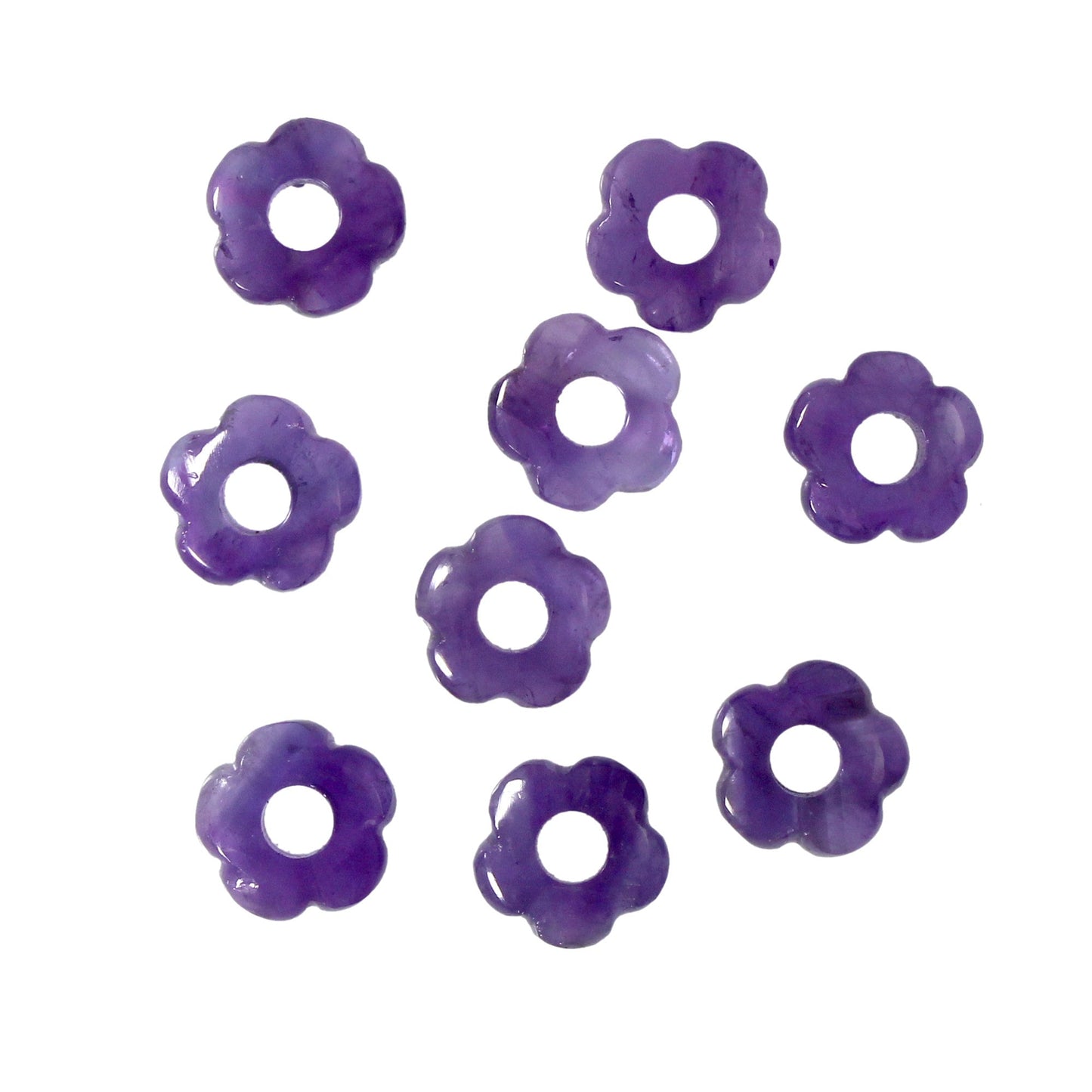 4 pcs Natural Amethyst Smooth Flower Gemstone Beads 15mm Carved Flower shape jewelry Amethyst Gemstone Jewelry Handmade Bracelet Bead BBI404