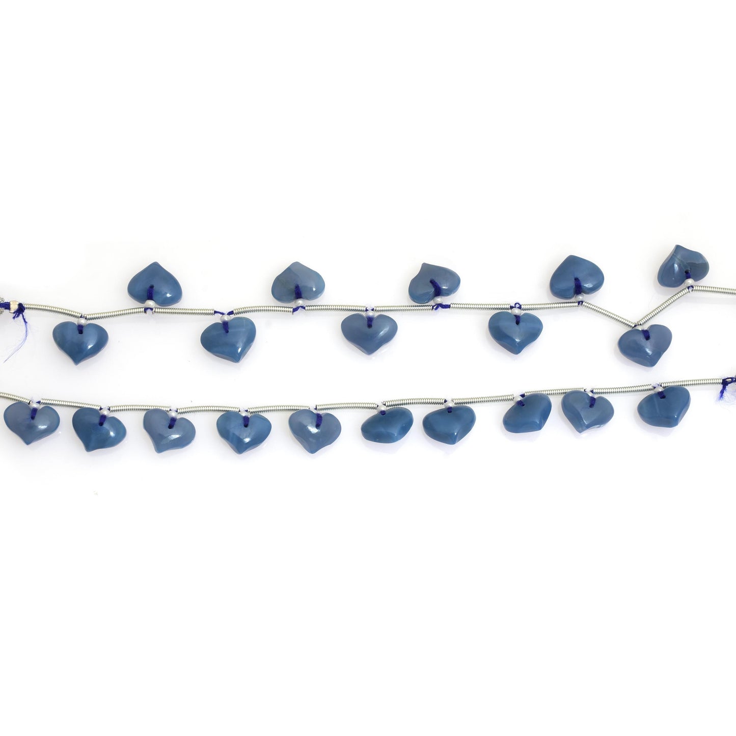 Natural Blue Opal Smooth Heart Briolette Face Drill Beads 8x10mm