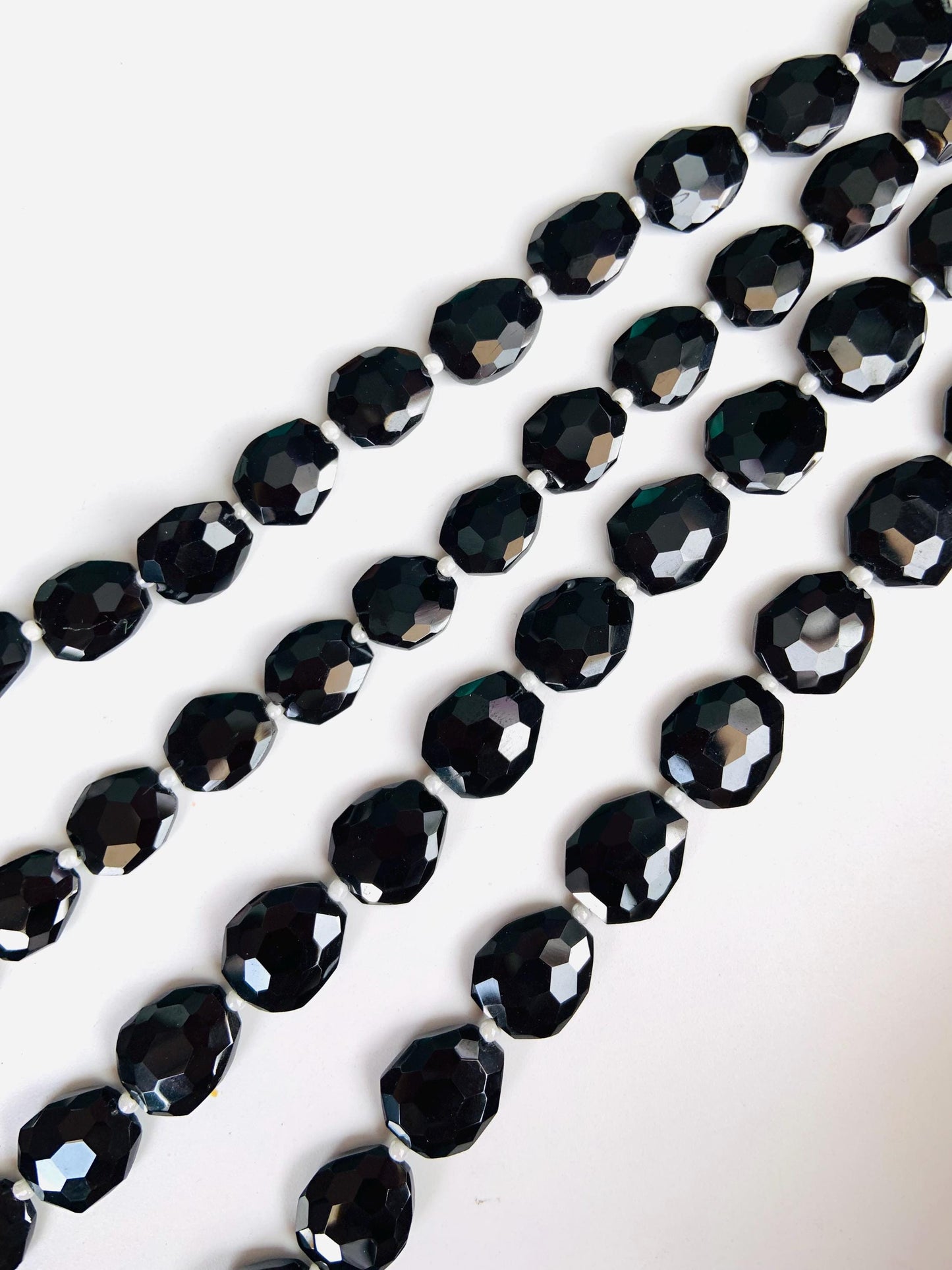 Natural Black Spinel Faceted Freeform Nugget Beads | Center Drill Gemstones