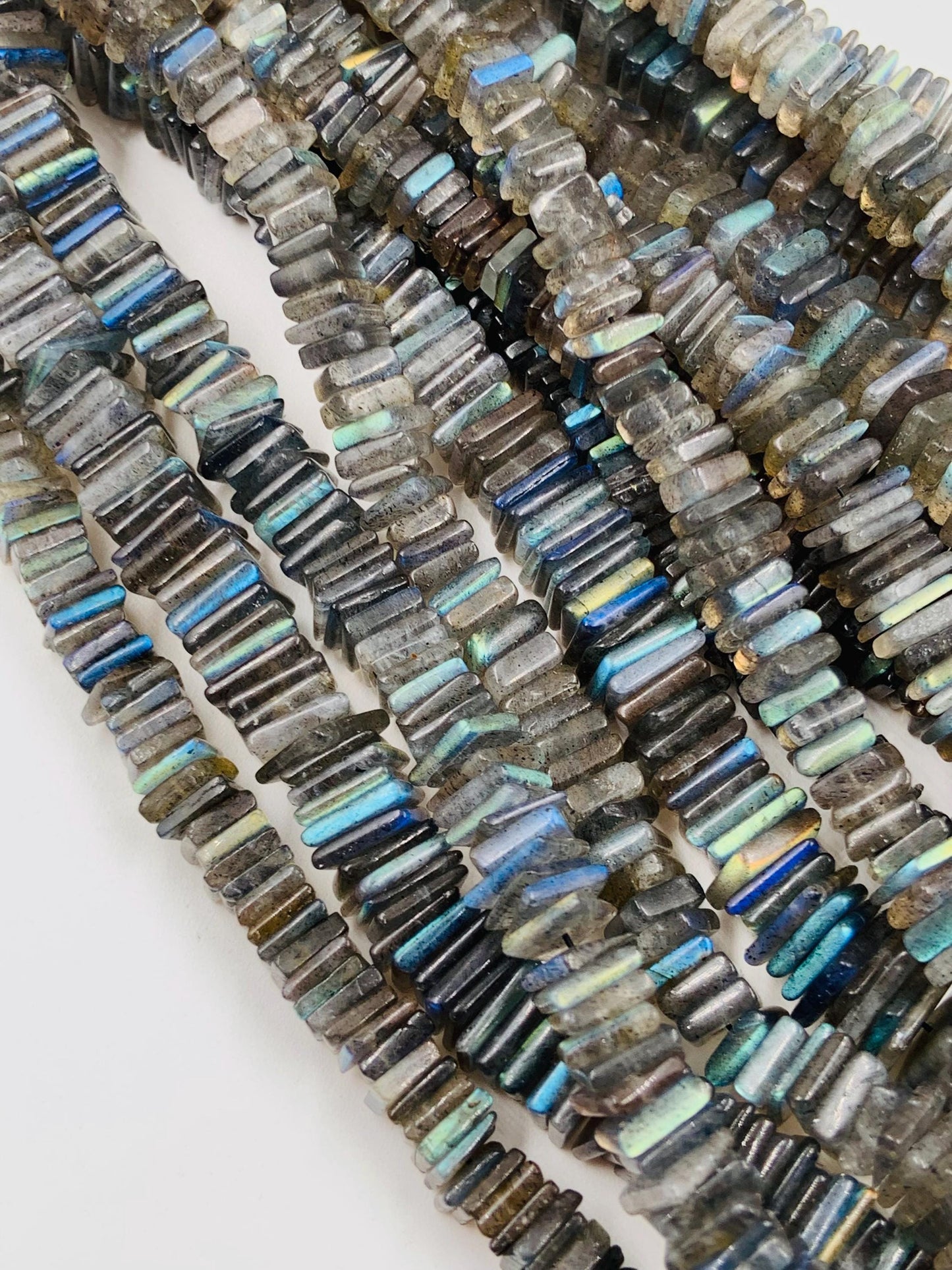 AAA Blue Flash Labradorite Square Beads, Smooth Gemstone Strand, 18 Inch