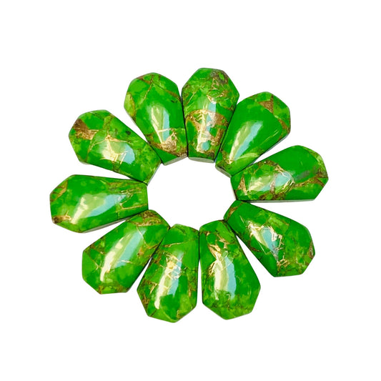 1 Pair Green Copper Turquoise Smooth Cut Coffin Shape Gemstone, Size 11X18mm, Matching Pair Briolette, Earring Making Gemstone, SKU - BBI990