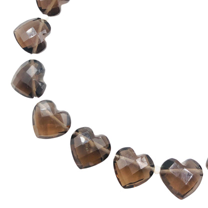 10 Pcs Natural Smoky Quartz Carved Heart shape Gemstone Briolette, Faceted Heart Shape Side Drilled Beads, Beads For Jewelry, SKU-BBI310