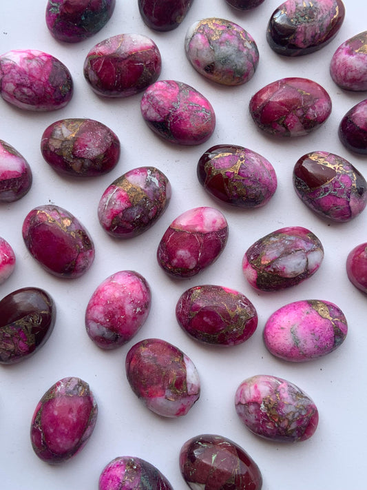 Natural Pink Copper turquoise Smooth Cabochon Gemstone Oval Shape Cabochon for jewelry making Semi Precious Cabochon for Rings Size 10x14mm