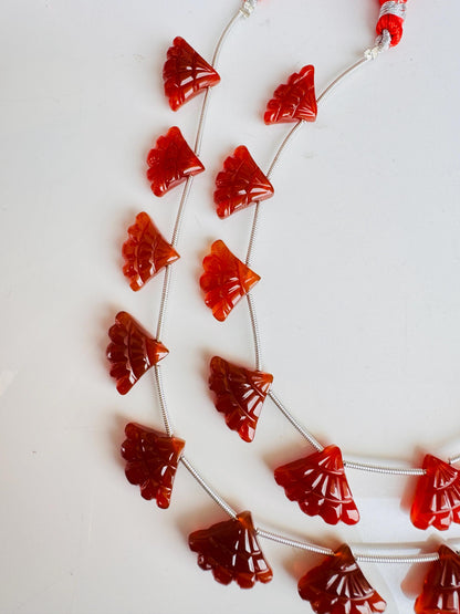 10 pcs Carnelian Triplet Tree Shape Briolette Beads 13x16x5mm for Jewelry Making