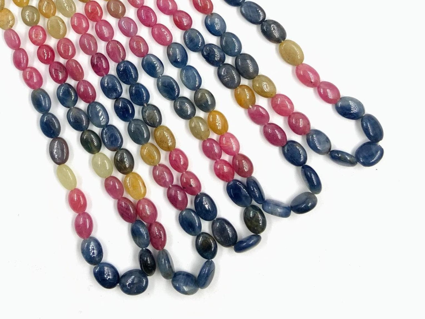 Natural Multi Sapphire Smooth Nugget Oval Beads
