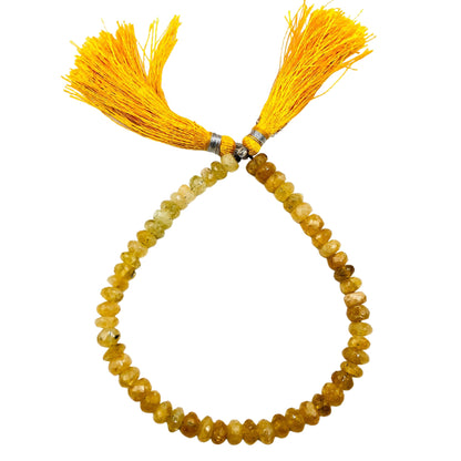 Natural Yellow Aquamarine 3–6mm Faceted Rondelle Briolette Gemstone Beads