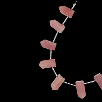 10 Pieces Natural Rose Quartz Faceted Pencil Shape Gemstone, Size 6x12mm, One Side Point Pencil Fancy Briolette, Handmade Gift Women Pendent