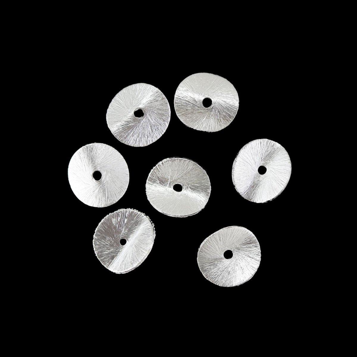 10mm - 30 Pieces Silver Wavy Disk Spacer Beads, Brushed Silver Plated Disc Spacers For Jewelry Making, Heishi Spacers - BeadsBoatInc