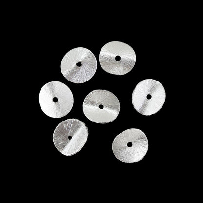 10mm - 30 Pieces Silver Wavy Disk Spacer Beads, Brushed Silver Plated Disc Spacers For Jewelry Making, Heishi Spacers - BeadsBoatInc