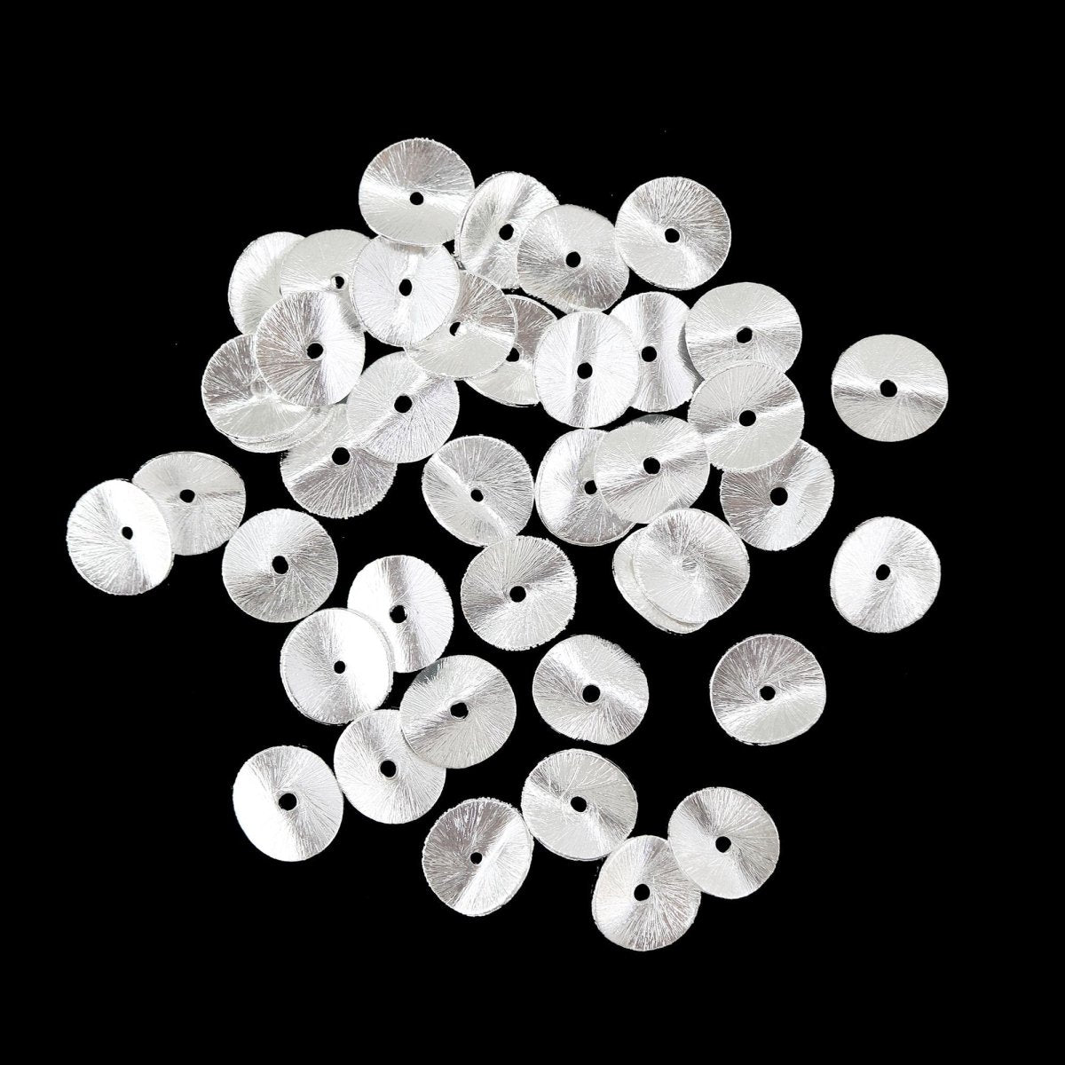 10mm - 30 Pieces Silver Wavy Disk Spacer Beads, Brushed Silver Plated Disc Spacers For Jewelry Making, Heishi Spacers - BeadsBoatInc