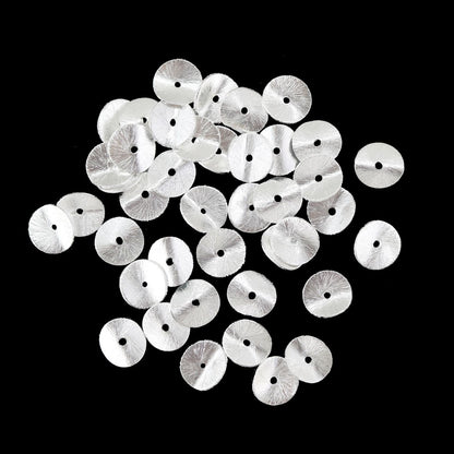 10mm - 30 Pieces Silver Wavy Disk Spacer Beads, Brushed Silver Plated Disc Spacers For Jewelry Making, Heishi Spacers - BeadsBoatInc