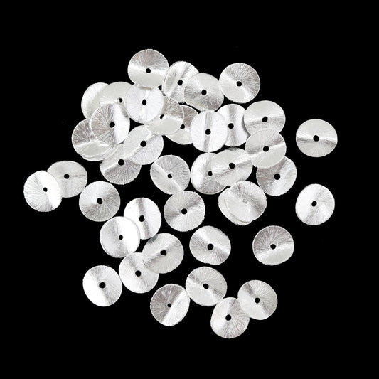 10mm - 30 Pieces Silver Wavy Disk Spacer Beads, Brushed Silver Plated Disc Spacers For Jewelry Making, Heishi Spacers - BeadsBoatInc