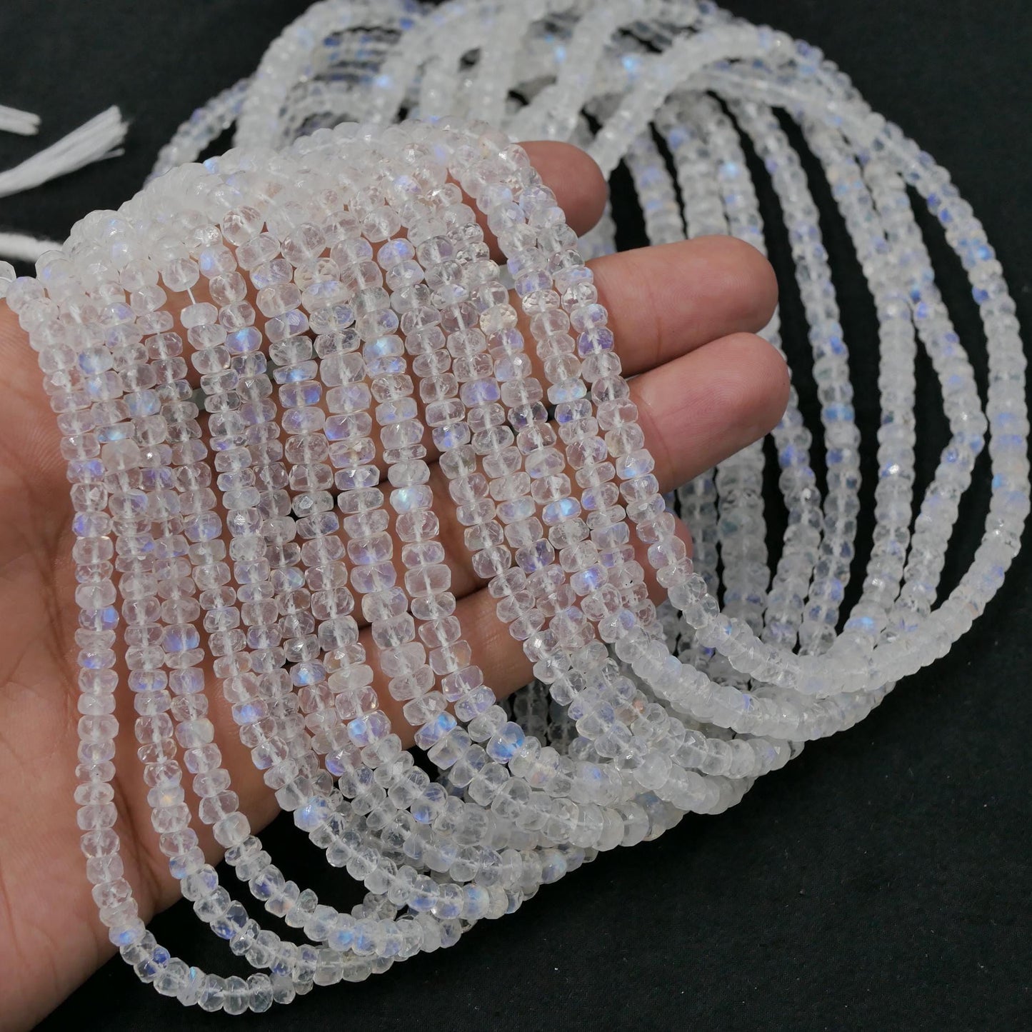 AAA Quality Natural White Rainbow Blue Flashy Roundel Beads White rainbow Faceted Rondelle Shape Beads Briolette Jewelry Making Beads 16inch