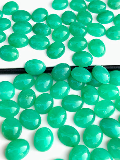 Natural Chrysoprase Chalcedony Smooth Oval Shape Gemstone Cabochon, CALIBRATED Loose Stone Cab, Oval Jewelry Making Cabs