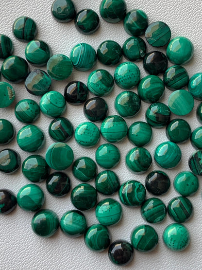 Natural Malachite Smooth Round Gemstone Cabochon, CALIBRATED Loose Stone Cab, Round Jewelry Making Cabochons Semi Precious Cabochon for ring