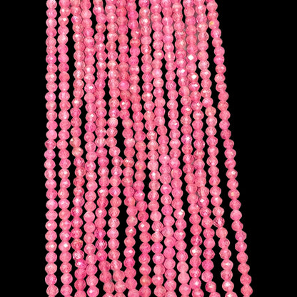 Natural Pink Tourmaline 3.5mm Faceted Round Beads