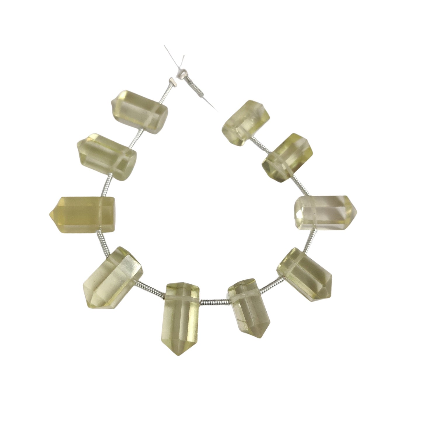 Natural Lemon Quartz Beaded Necklace – Faceted 6x12mm, 10-Pack
