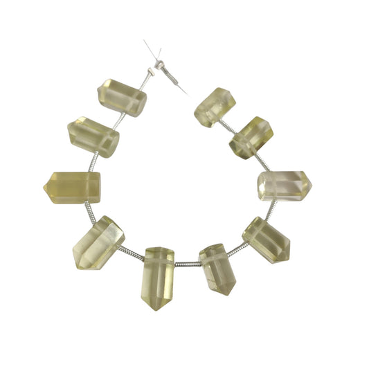 Natural Lemon Quartz Beaded Necklace – Faceted 6x12mm, 10-Pack