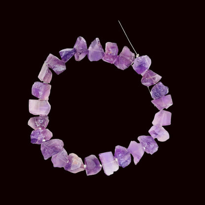 Natural Amethyst Rough Center Drill Gemstone Beads 25 Pcs