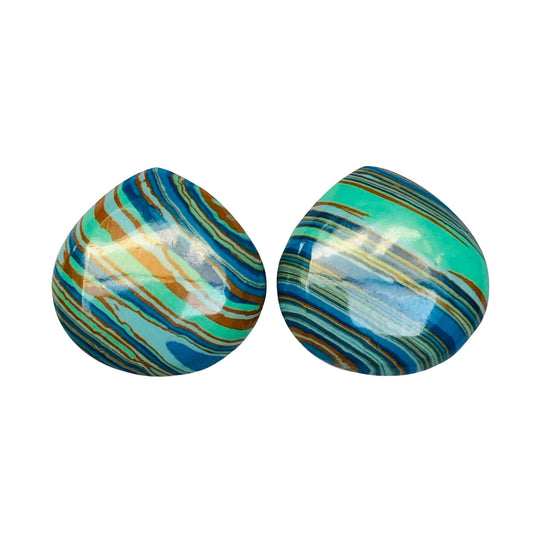 1 Pair Colorful Striped Smooth Heart Shape Gemstone, Size 18X18mm, Matching Pair Briolette, Earring Making Gemstone , SKU - BBI287
