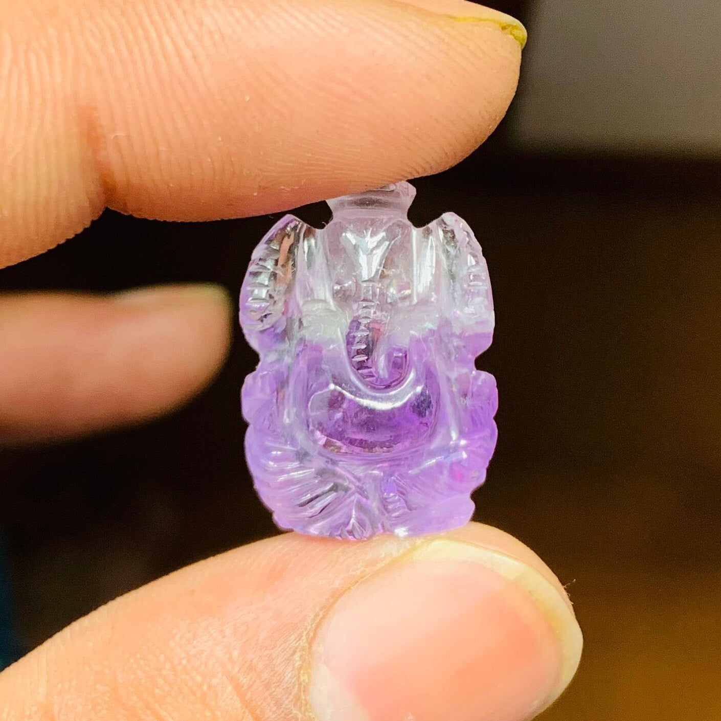 Natural Amethyst Ganesha Buddha carving Hand Carved Gemstone Statue