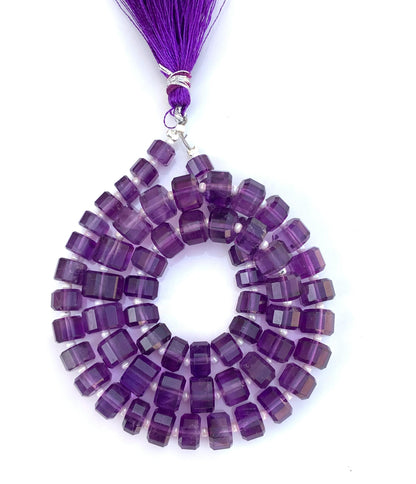 Natural African Amethyst Faceted Tyre Beads | 15" Strand