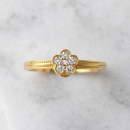 Dainty CZ Flower Ring | Gold Plated Sterling Silver, Minimalist Gift