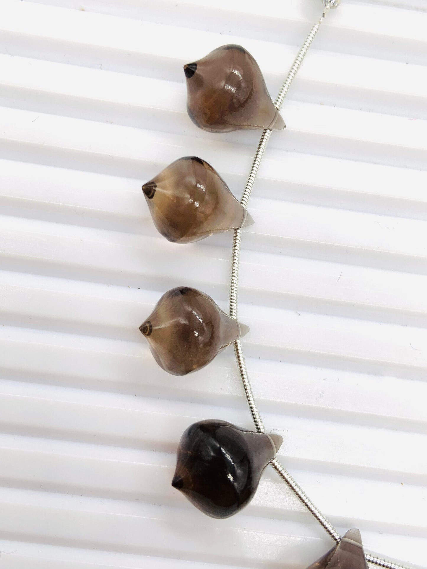 10 Pieces Natural Smoky Quartz Trolleite Slanted Smooth Gemstone Beads Size 12x17mm Trolleite for Jewelry Making.