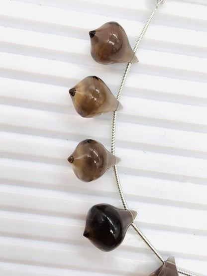 10 Pieces Natural Smoky Quartz Trolleite Slanted Smooth Gemstone Beads Size 12x17mm Trolleite for Jewelry Making.