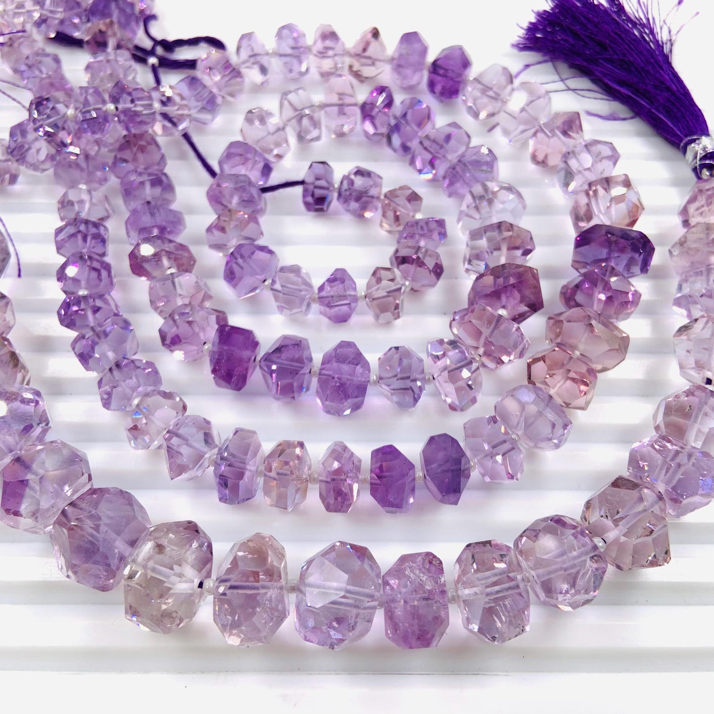 Natural Pink Amethyst Faceted Tumble Cubes Gemstone Beads 8" Strand