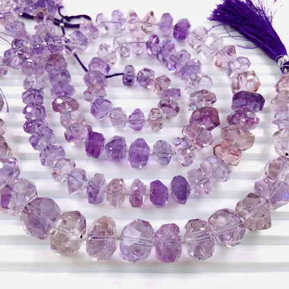 Natural Pink Amethyst Faceted Tumble Cubes Gemstone Beads 8" Strand
