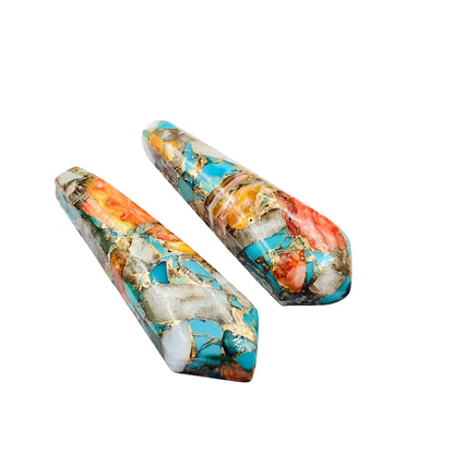 1 Pair Spiny Oyster Copper Turquoise Smooth Long Kite Shape Gemstone, Size 10x32mm, Matching Pair Briolette, Earring Making, SKU - BBI986