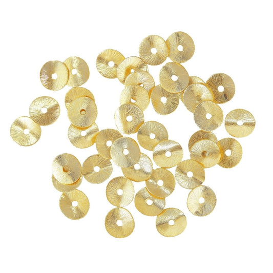 12mm - 20pc Gold Wavy Disk Spacer Beads, Brushed Gold Plated Disc Spacers For Jewelry Making, Heishi Spacers - BeadsBoatInc