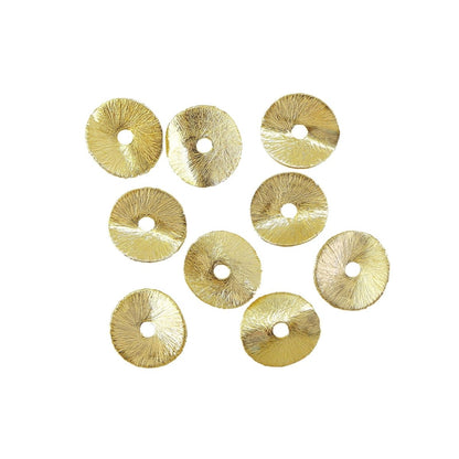 12mm - 20pc Gold Wavy Disk Spacer Beads, Brushed Gold Plated Disc Spacers For Jewelry Making, Heishi Spacers - BeadsBoatInc