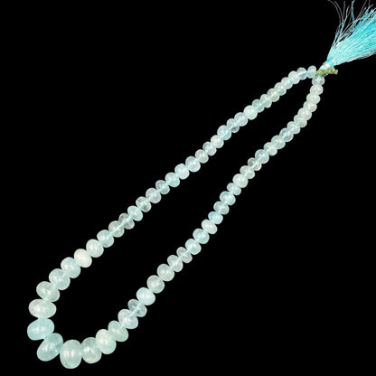 Natural Milky Aquamarine Rondelle Beads, Graduated, 23 Inch
