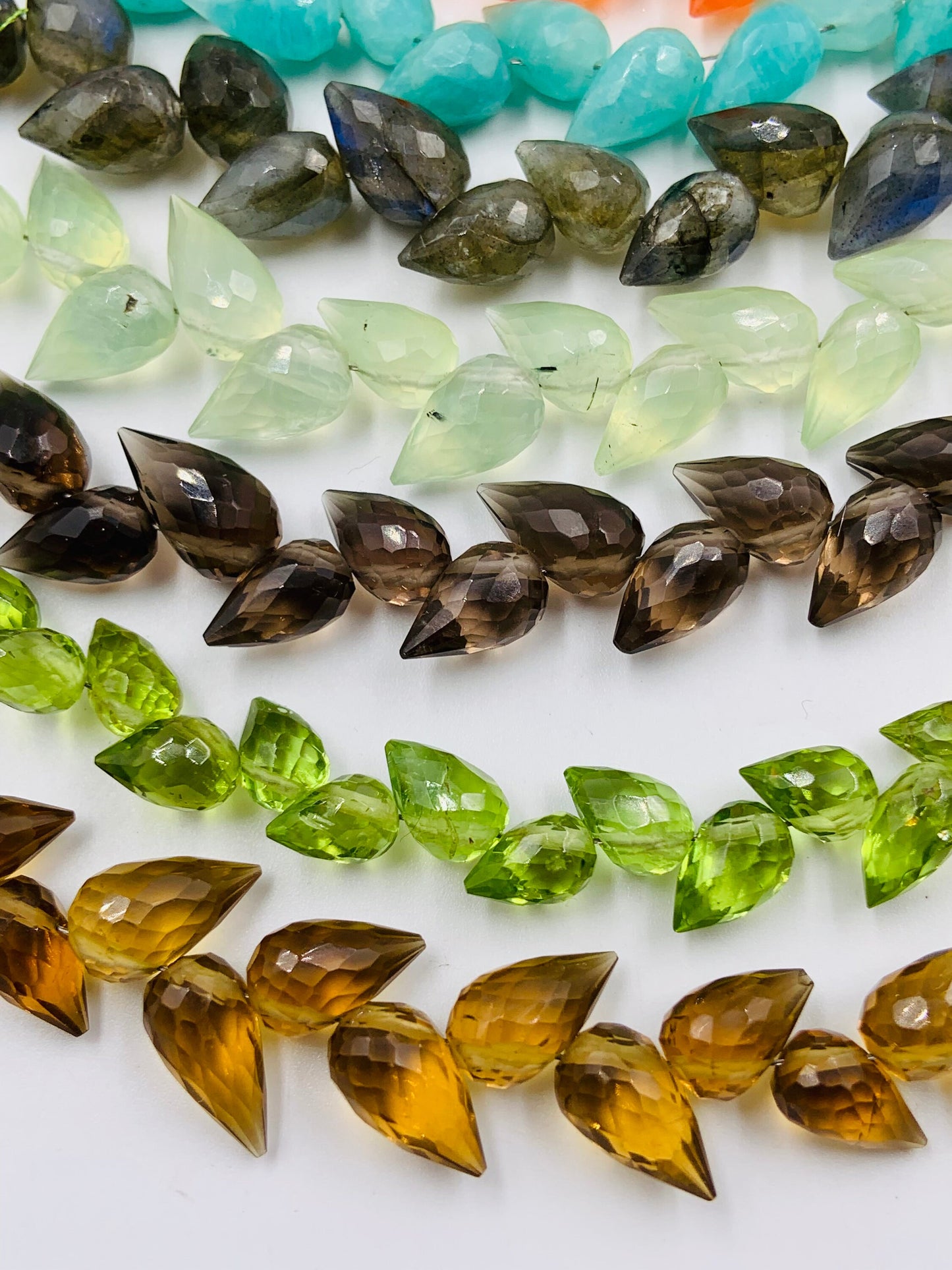 4 Inches Natural Mix gemstone Buds Briolette Beads mix Gemstone Faceted Flower Buds Size 5X9 MM To 6X10 MM gemstone Drops jewelry Making