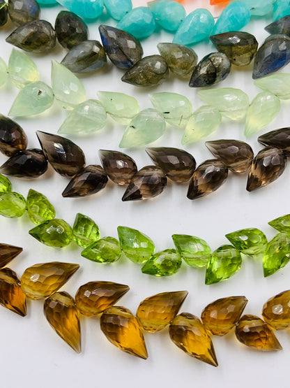 4 Inches Natural Mix gemstone Buds Briolette Beads mix Gemstone Faceted Flower Buds Size 5X9 MM To 6X10 MM gemstone Drops jewelry Making