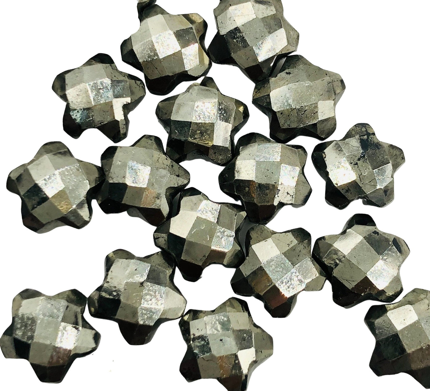 2 Pieces Natural Pyrite Faceted Star Shape Gemstone, Hand Carved Star Shape Briolette, Size 10mm, Making Pendant & Earring, SKU-BBI129