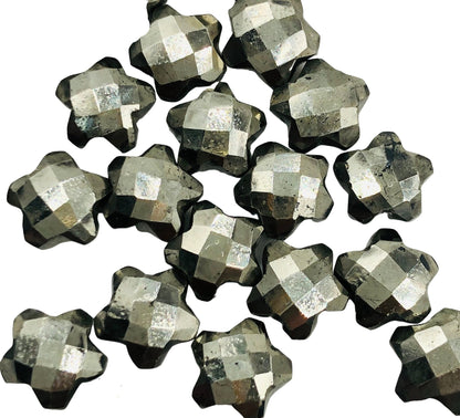 2 Pieces Natural Pyrite Faceted Star Shape Gemstone, Hand Carved Star Shape Briolette, Size 10mm, Making Pendant & Earring, SKU-BBI129