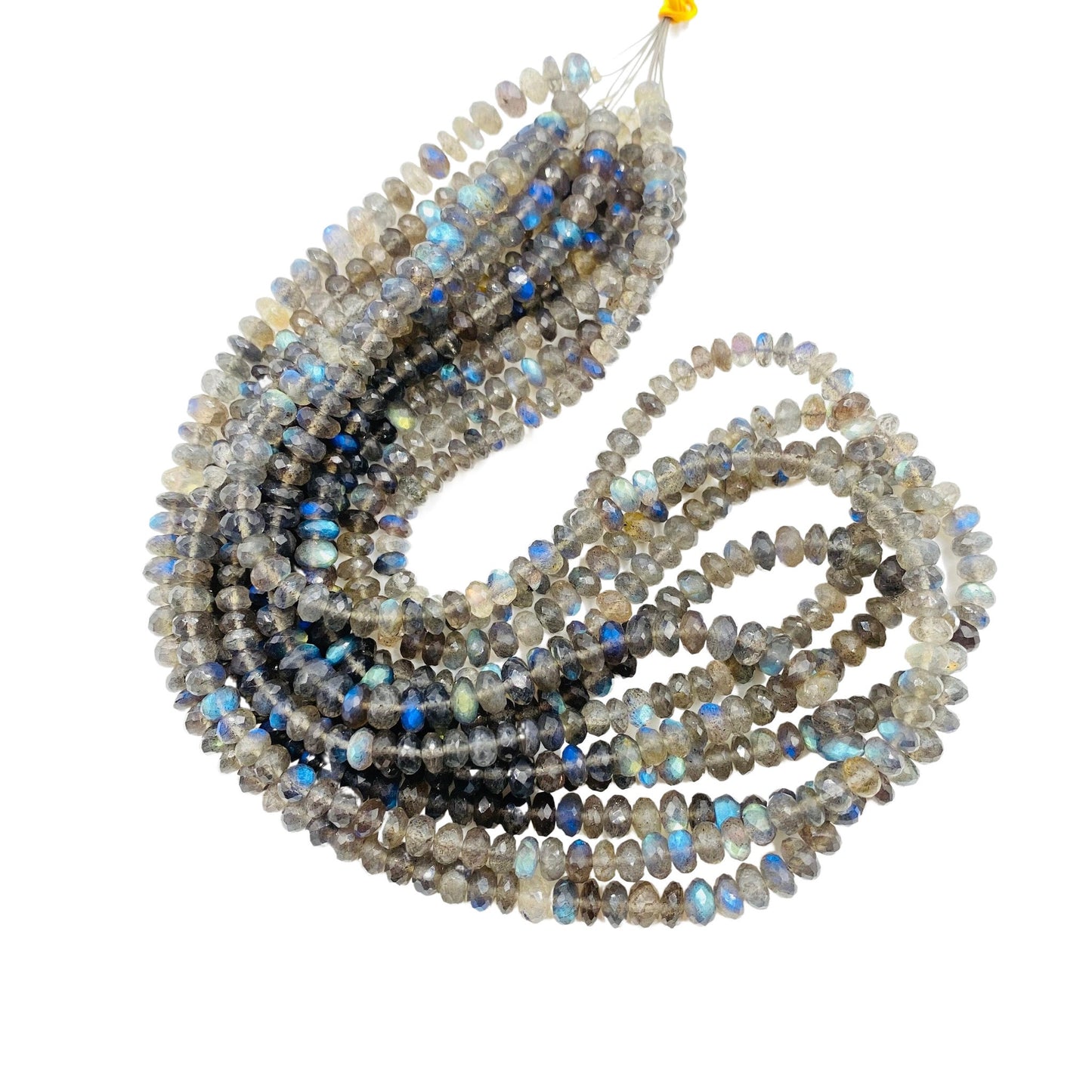 Natural Blue Flashy Labradorite Faceted Rondelle Beads - AAA Gemstone Beads
