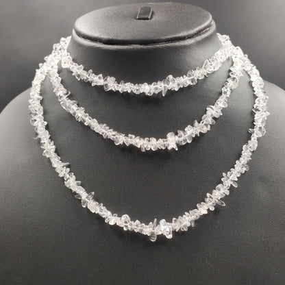 Natural Clear Crystal Quartz Smooth Uncut Chips Raw Gemstone Beads, 34" Inches Strand, White Crystal Uncut For Jewelry,  SKU- BBI704