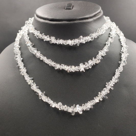 Natural Clear Crystal Quartz Smooth Uncut Chips Raw Gemstone Beads, 34" Inches Strand, White Crystal Uncut For Jewelry,  SKU- BBI704