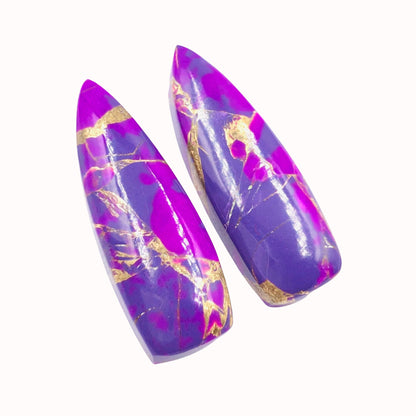 1 Pair purple Copper Turquoise Smooth Long Trillion Gemstone, Size 10x31mm, Matching Pair Briolette, Earring Making, SKU - BBI1017